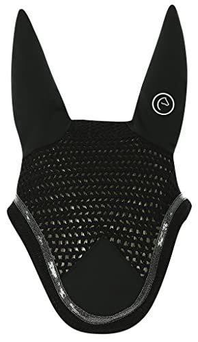 EQUITHEME Bonnet Chasse-Mouches Infinity - Couleurs - Noir/Glitter, Taille Equipement Cheval - Cheval