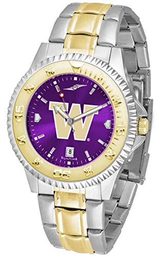 SunTime Washington Huskies Men's Competitor Steel Watch Two-Tone Gold/Silver with Anochrome Dial