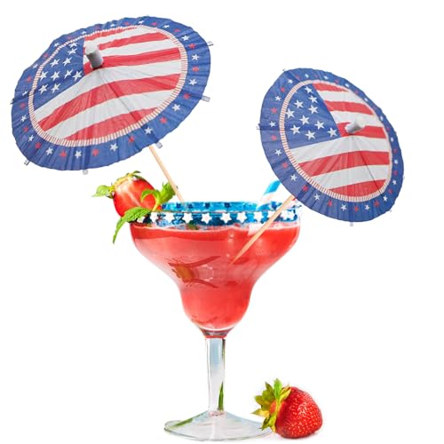100 PCS Drink Umbrellas Cocktail Picks 4th of July Decor American Flag Drinking Umbrella Fruit Toothpicks Independence Day Cupcake Topper Sticks for Patriotic Party Appetizers Restaurant Decorations?