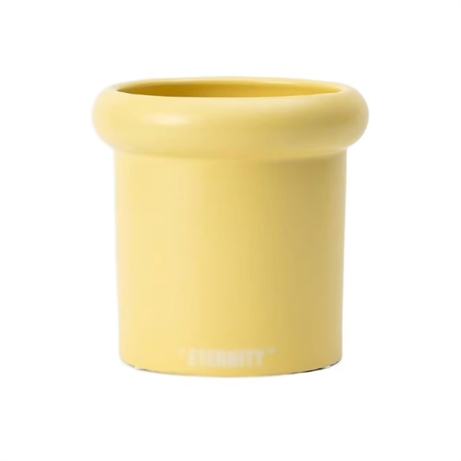 MNUvxzaewf Simple Ceramic Thickened Bottle Mouth Bottom with Drainage HolesSmall Models Planters(Yellow,L)