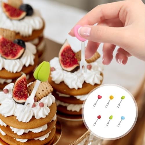 6 Stück Piekser Fingerfood Kinder,Obstgabeln Kinder,Kleine Gabeln Edelstahl,Food Picks,Spieße Kinders,Snack Obstspieße,Mini Gabeln für Brotdose Wiederverwendbare,Dessertgabeln Kuchengabeln Party,Küche