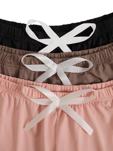 Image of Milumia Women's Plus Size Pajama Shorts Ruffle Hem Sleep Lounge Pj Shorts | 3 Pack,Elastic Waist ,Stretchy,Comfortable,Home Living,Sleepwear