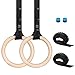 Anneaux Gymnastique en Bois, Gym Rings avec Sangles Réglables, Anneaux Olympique Diamètre 28mm pour Suspension Training Exercice Fitness, Home Gym avec 2* Bandes en Nylon