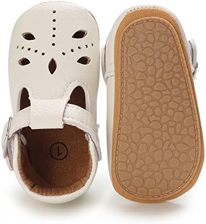 IHPCARE Infant Baby Shoes Girls Mary Jane Flats Non-Slip Soft Sole Princess Wedding Dress Shoes Baby Sneaker, 09 White, 3-6 Months Infant