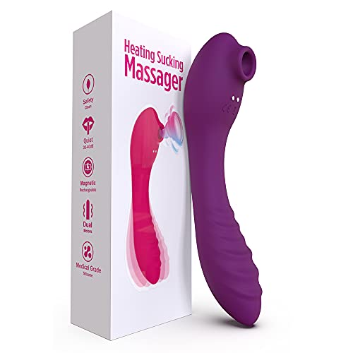 QXXQ 3 en 1Masajeador portátil,Ŝạtisfyęr sùcciønadør pro 5 Clîťoris Müjèr original, silicona médica resistente al agua con función de calentamiento. (Morado-8)