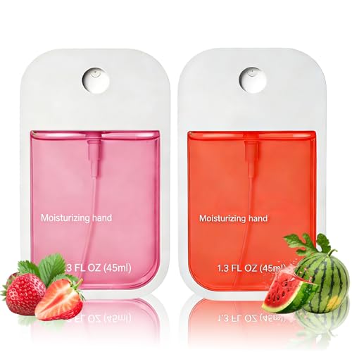 Mist Hydrating Hand Sanit-izer Spray for Adults 2PCS Hand Sani/tiser Spray Power Mist Hands Sanit-iser Mini for Travel Spra/y Han/d Saniti/ser - Cleanses Your Hands (Strawberry & Watermelon)
