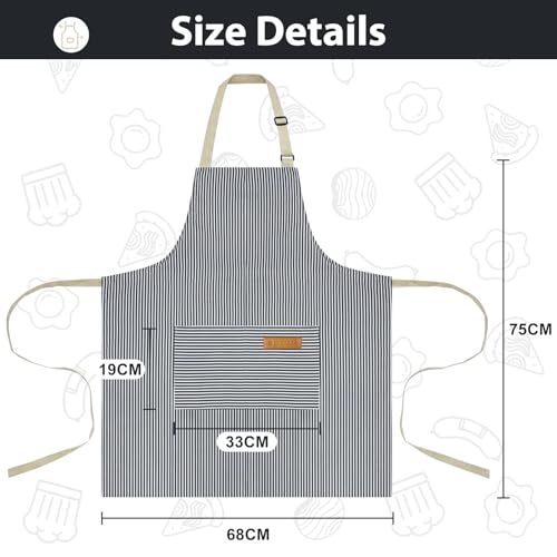 Image of VALOME 2 Pack Kitchen Aprons, Apron for Cooking with 2 Pockets, Unisex Adjustable Neck Strap Chef Aprons for Men Women