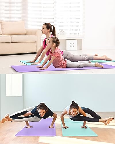 Image of Woanger Yoga Mats (72x24) 3 /8 Inch Thick Exercise Yoga Mat for Home Workout with Strap Non Slip Pilates Gym Supplies for Women Men