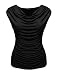 Zeagoo Women's Ruched Cowl Neck Vest Modal Top Sleeveless Jersey Tank,Black,Large