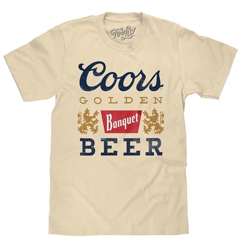 Tee Luv Mens Retro Coors Banquet Beer Shirt Cream S