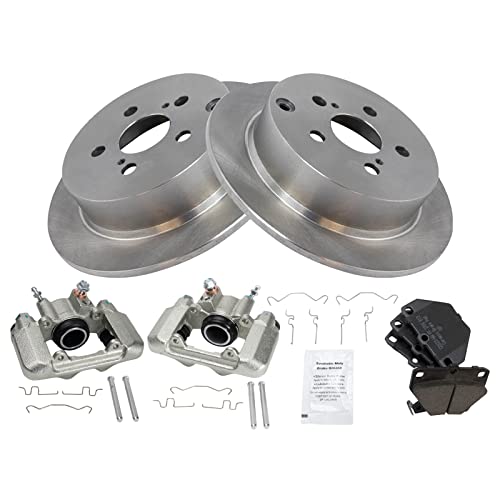 Image of TRQ Rear Brake Pad and Rotor Set Ceramic Rotors Calipers