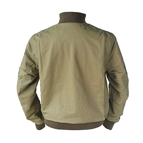 SpazeUp Mens Vintage Ww2 Brad Military Tanker Pitt World War 2 US Army Uniform Bomber Khaki Cotton Jacket