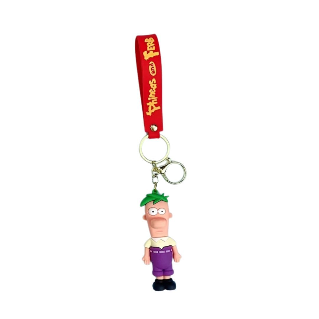 Phineas and Ferb 3D Keychain with Strap - Fun Cartoon Character Keychains for Kids & Fans