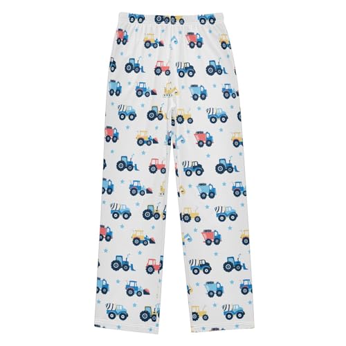 ZZXXB Bulldozer and Stars Boys Long Pants Soft Trousers Elastic Waist Kids Lounge Bottoms with Pockets S-XL