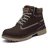 SKDOIUL Fur Boots for Men Snow Shoes Outdoor The Cold Weather Winter Walking Ankle Boot Insulated Warm Waterproof Brown Size 11.5