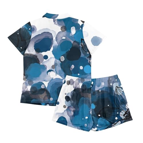 Image of Pjs Womens Short Sleeve Button Down Pajamas Set Two-Piece Nightwear with Pockets