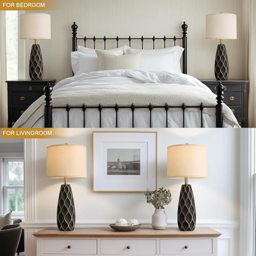 Modern Farmhouse Table Lamps - Rustic Boho Home Decor Pair - Image 7