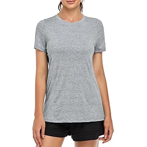 MOLERANI Women Short Sleeve Yoga Tops Loose Gym Running Relaxed T-Shirt Activewear Baggy Ultra Soft Athletic Sports Gym Tops for Women Grey L Cover