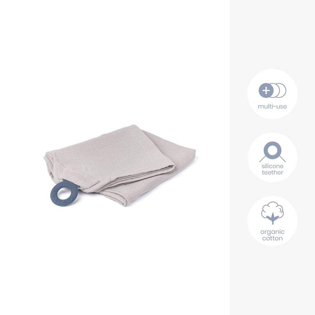 doomoo Cape d'allaitement Mom'n Play – Couverture d'allaitement avec Anneau de Dentition – pour allaiter en Toute intimité – 100% Coton Organique, Beige