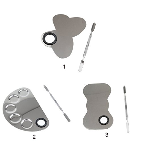 Kira Stainless Steel Professional Beauty Salon Color Cream Cosmetic Mixing Makeup Palette, Spatula Makeup Artist Nail Art Tool (half round) - Image 3