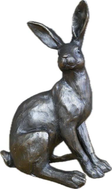 Figurine de lièvre assis résine objet décoration maison statuette animalière 22cm
