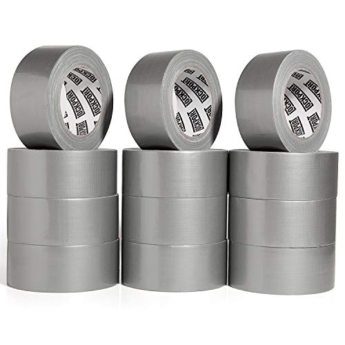 Silver Duct Tape - 12 Roll Multi Pack - 30 Yards x 2 Inch - Strong, Flexible, Waterproof and Tear by Hand - Bulk Value for Home Use, Do-It-Yourself Projects and Repairs