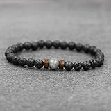 Metalltyp: Keine CLI Herren Armband 6mm   Lavastein Mondstein Perlen Armband Yoga Armband Herren Schmuck Lava 16cm