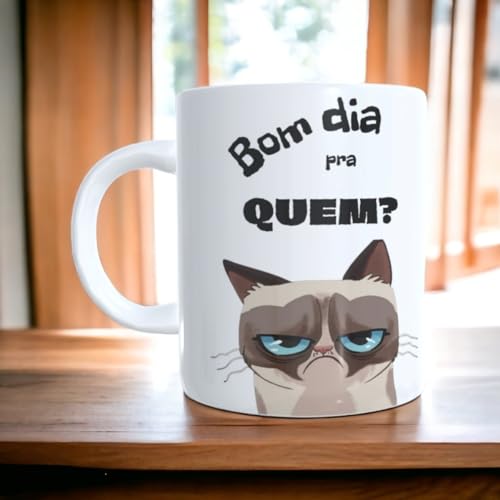 Caneca Xícara Porcelana Presente Meme Gato Mal Humorado