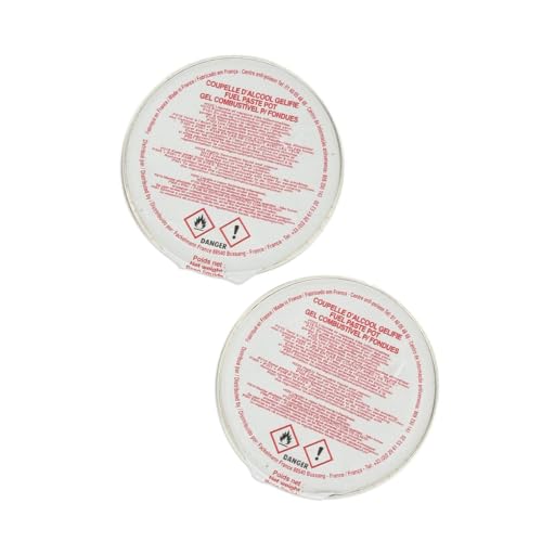 Fackelmann 502230 Lot de 2 coupelles d'alcool gélifié, alcool gélifié, alcool pour fondue savoyarde, Alcool, Aluminium, 9 cm