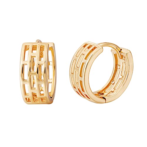 Ornaland 1 Par de Pendientes de Aro de Latón, Pendientes de Aro Huggie Dorados, Pendientes de Circonita Cúbica Micro Pavé Transparente para Mujer, Regalo de Joyería