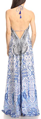 Image of Sakkas Lizi Womens Maxi High-Low Halter Handkerchief Long Dress Beach Party