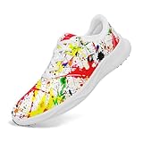 Spikeless Golf Shoes For Men, Women'S Breathable Abstract Art Non-Slip Sports Walking Shoes With Ventilation Golf Sneakers