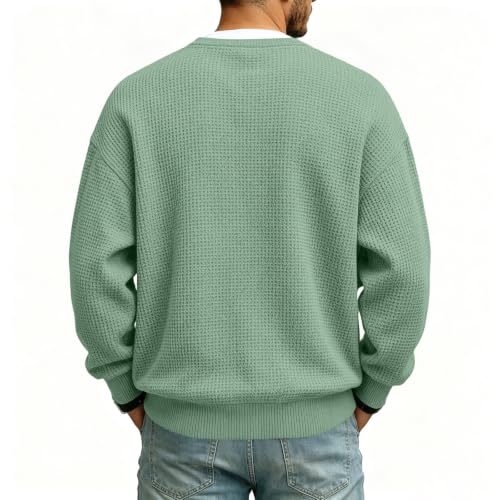 Mens Henley Long Sleeve Shirt Comfort Textured Waffle Knit Golf T Shirts | Collared,Breathable Slim Fit Fitted,Thermal Shirt,Plus Size Untucked,Undershirts,Comfy Workout Golf,Pullover Sweatshirt Green - image 6