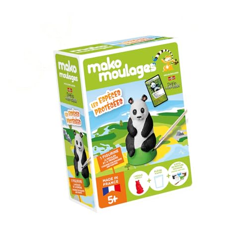 Mako Moulages – Le Panda Géant - kit de Loisirs créatif - Plâtre et Peinture – 1 Moule en Latex Rouge – Contient 1 Carte Bioviva Défis Nature - Made...