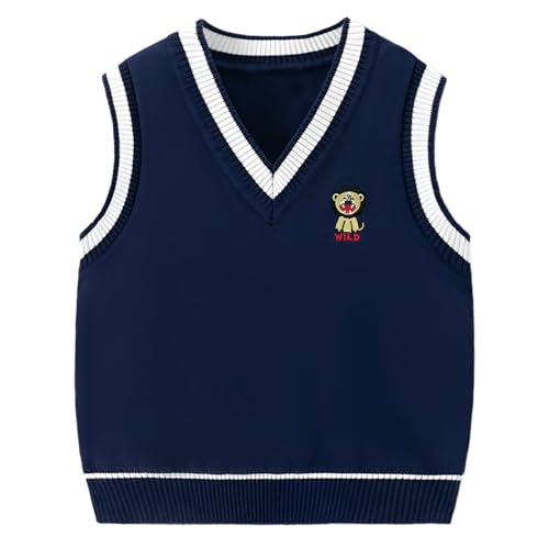 CM-Kid Jungen Pullunder Weste Gestrickte V-Ausschnitt Kinder Strickweste Herbst Warm Ärmellos Pullover 2 Jahre (Marineblau-92) CM-Kid Jungen Pullunder Weste Gestrickte V-Ausschnitt Kinder Strickweste Herbst Warm Ärmellos Pullover 2 Jahre (Marineblau-92)