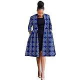 MaxPick Africa Ankara Print Long Women's Jacket Casual Work Lining Plus Quilted Shoulder Jacket Windbreaker M 746