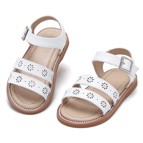 Image of Kolan Toddler Girl Sandals Open Toe Flat Princess Dress Shoes Little Kids