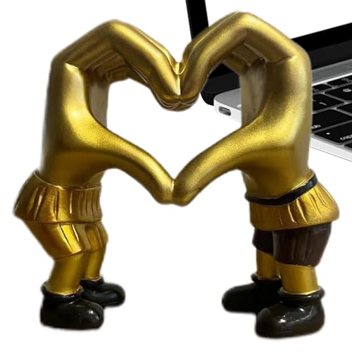 Decoración moderna del gesto de la mano: dos decoraciones cardíacas de dos manos, decoraciones con corazón en dos manos, decoración para estante con corazón -to-choques | Estatua de las manos del
