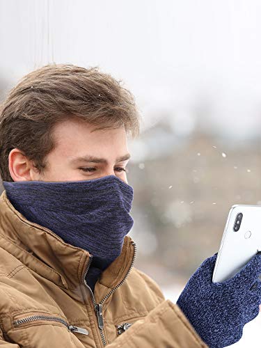 Syhood 6 Pieces Neck Warmer Gaiters With Drawstring Fleece Headbands Earmuffs Touchscreen Gloves For Adult Winter (Retro Color) #TOP3