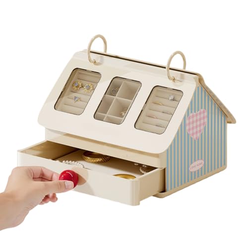 Generico Joyero para niñas | Bonitas casetas multifuncionales con cajón | Porta pendientes, para niños, hija, familia, amigos, pulseras, collares, cepillos, escritorio, mostrador de mesa