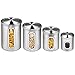 Deppon Airtight Canisters Set for Kitchen, 4-Piece Stainless Steel Food Storage Container with Lids for Kitchen Counter Coffee Tea Nuts Sugar Flour