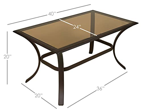 Patio Master Bellevue Glass Top Coffee Table Patio Furniture, 24" X 40" #TOP2