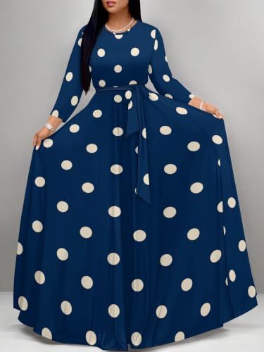 Image of PinkPatty Women's Long Sleeve Maxi Dress Plus Size Casual V Neck Wrap Dress with Pockets&Belt