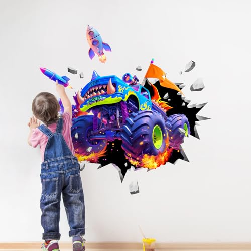 Vinilo decorativo Supzone Monster Truck 3D para niños miniatura 5
