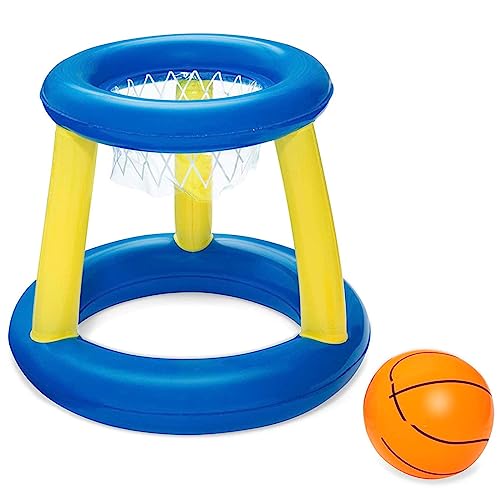 Tradineur - Canasta de Baloncesto Hinchable con Pelota para Piscina, Juego de Basket Flotante, Deportes acuáticos, Familia, Amigos, diámetro 61 cm