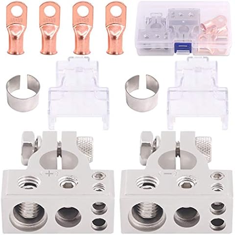 Glarks 8Pcs Silver Battery Terminal Connectors Set Cover