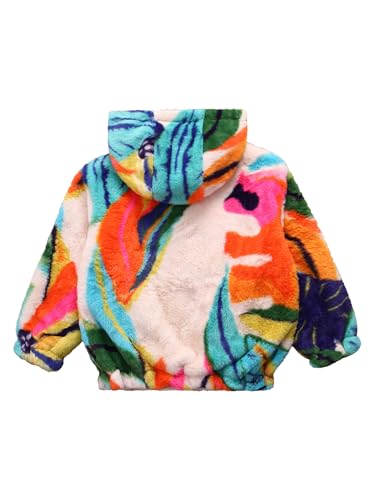 Kids Toddlers Girls Winter Sherpa Fleece Hooded Jacket Full Zip Long Sleeve Coat Warm Printed Casual Outerwear4