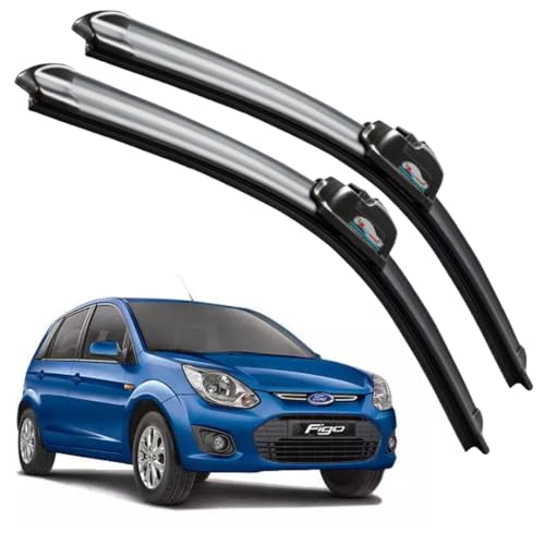 Image of Frameless Rubber Car Wiper Blades Set of 2 Compatible with (Figo (Model : 2012-2017) (D-22,P-16))