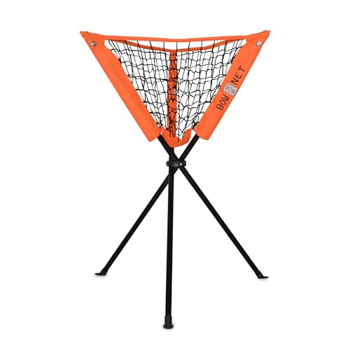 Bownet Ball Caddy Multi-Sport Practice Ball Caddy Net for Softballs Baseballs and Tennis Balls 36 Tall Portable Trainer with Durable Nylon Netting and Powder-Coated Steel Frame