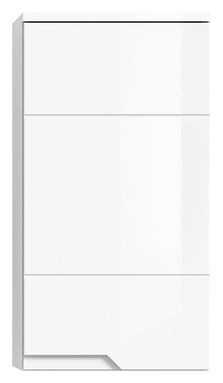 xonox.home - Hängeschrank Solero 38x73x27 cm in weiß und weiß hochglanz - Badezimmerkombination Badmöbel Badset - zeitloses Design schöner Blickfang